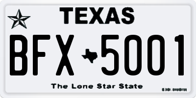 TX license plate BFX5001