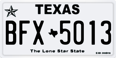 TX license plate BFX5013