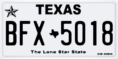 TX license plate BFX5018