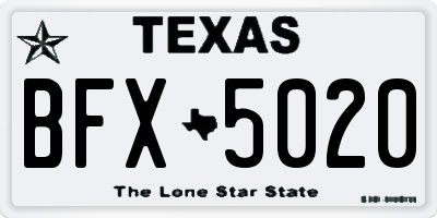 TX license plate BFX5020