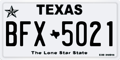 TX license plate BFX5021