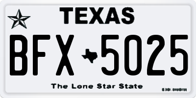 TX license plate BFX5025