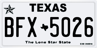TX license plate BFX5026