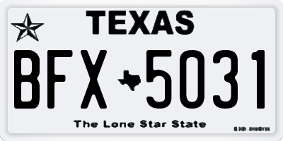 TX license plate BFX5031