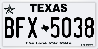TX license plate BFX5038