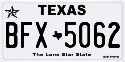 TX license plate BFX5062