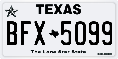 TX license plate BFX5099