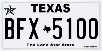 TX license plate BFX5100