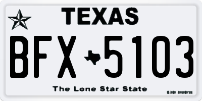 TX license plate BFX5103