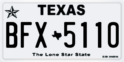 TX license plate BFX5110