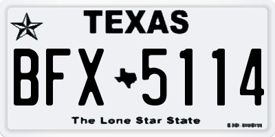 TX license plate BFX5114
