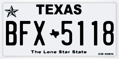 TX license plate BFX5118