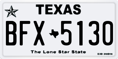 TX license plate BFX5130