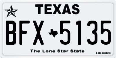 TX license plate BFX5135