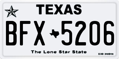 TX license plate BFX5206