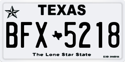 TX license plate BFX5218