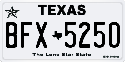 TX license plate BFX5250