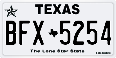 TX license plate BFX5254