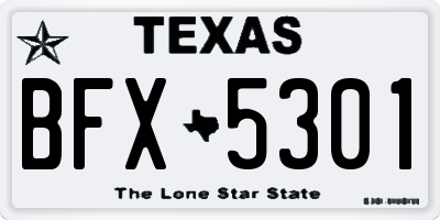 TX license plate BFX5301