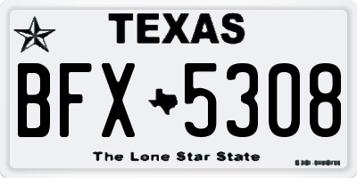 TX license plate BFX5308