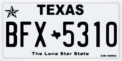 TX license plate BFX5310
