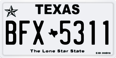 TX license plate BFX5311