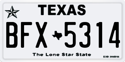 TX license plate BFX5314