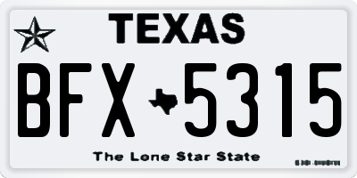 TX license plate BFX5315