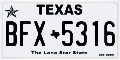 TX license plate BFX5316