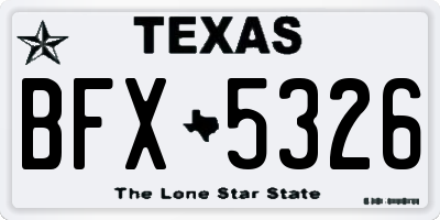 TX license plate BFX5326