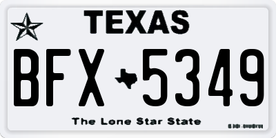 TX license plate BFX5349