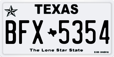 TX license plate BFX5354