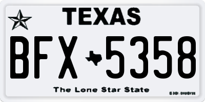 TX license plate BFX5358