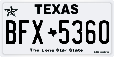 TX license plate BFX5360