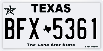 TX license plate BFX5361