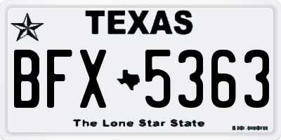 TX license plate BFX5363
