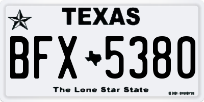 TX license plate BFX5380