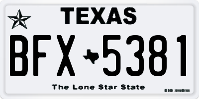 TX license plate BFX5381