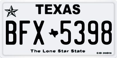 TX license plate BFX5398