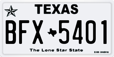 TX license plate BFX5401