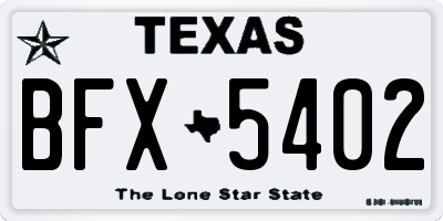 TX license plate BFX5402