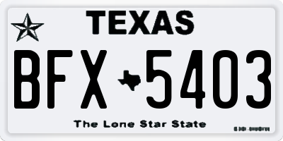 TX license plate BFX5403