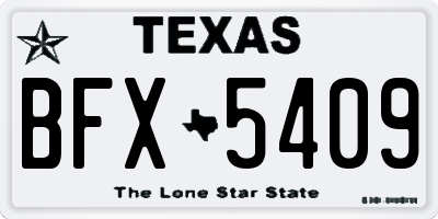 TX license plate BFX5409
