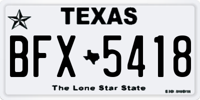 TX license plate BFX5418