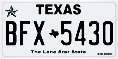 TX license plate BFX5430