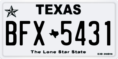 TX license plate BFX5431