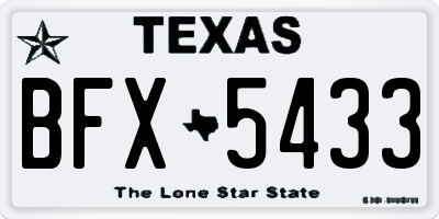 TX license plate BFX5433