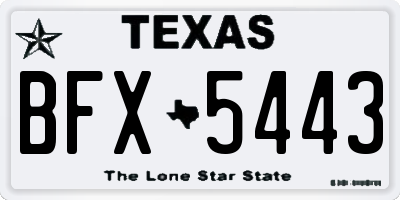 TX license plate BFX5443