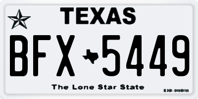 TX license plate BFX5449