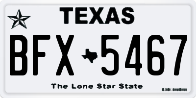 TX license plate BFX5467